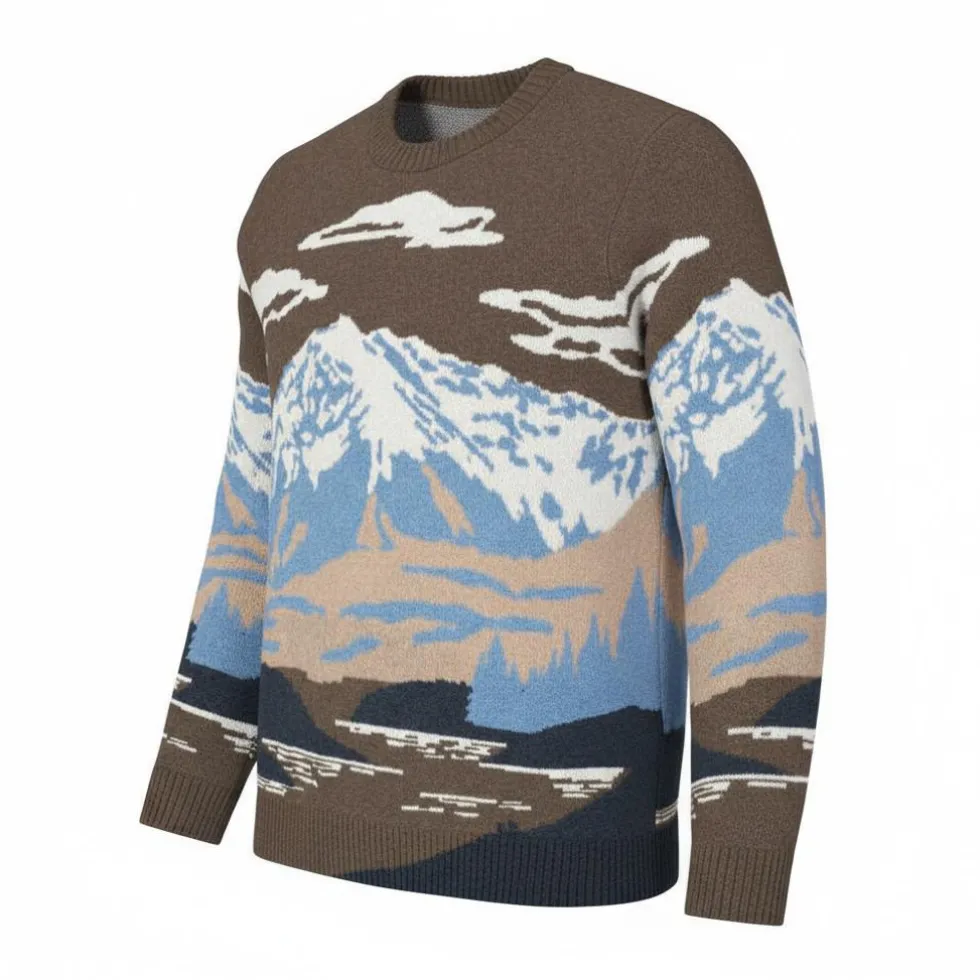 Maglione Picture Gibow Knit Sweater Cloudy Landscape Men