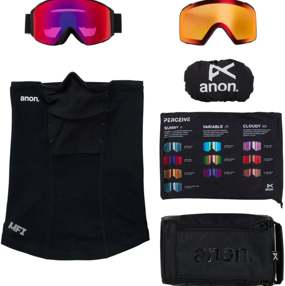 Maschera Anon M4S Cylindrical MFI Black Perceive Sunny Red + Perceive Cloudy Burst