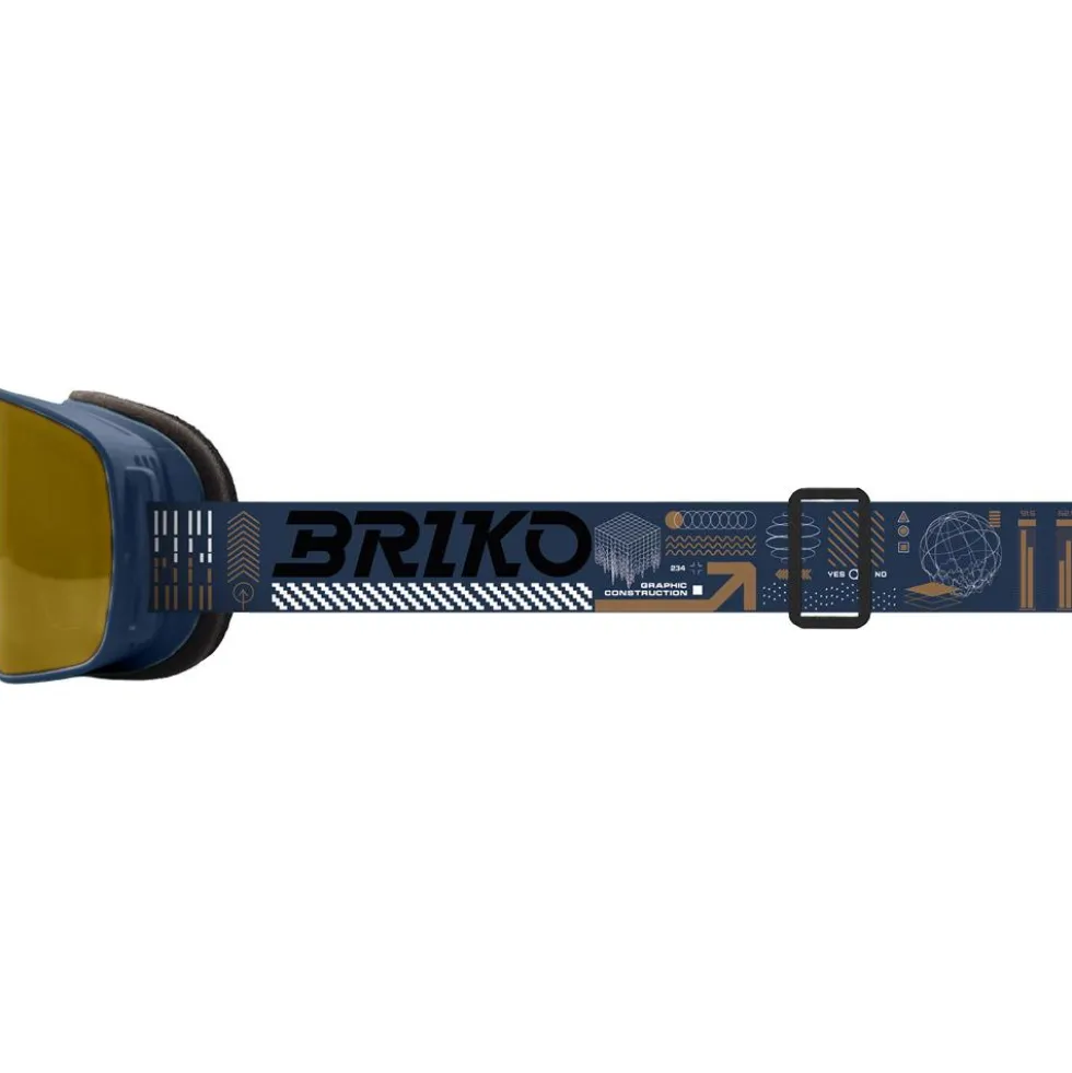 Maschera Briko Chino Sharp Lite Graphic Pickled Bluewood Orange Base Gold Mirror
