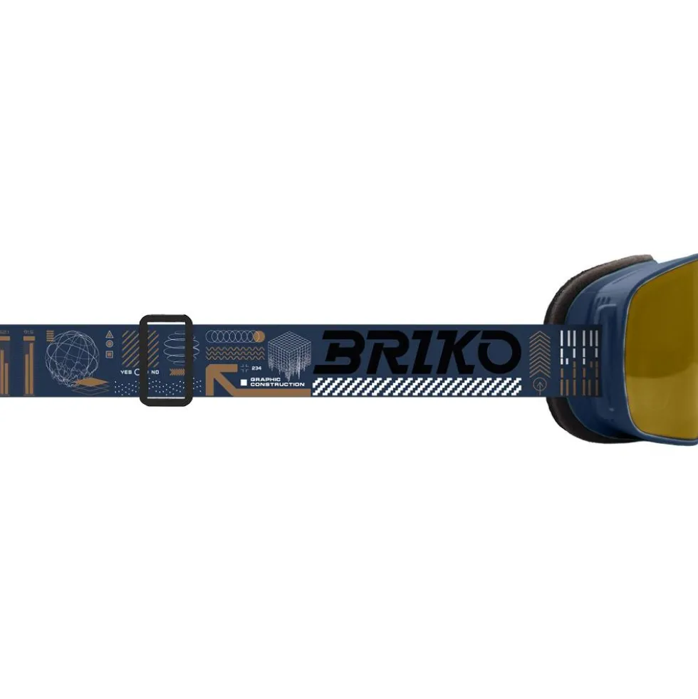Maschera Briko Chino Sharp Lite Graphic Pickled Bluewood Orange Base Gold Mirror