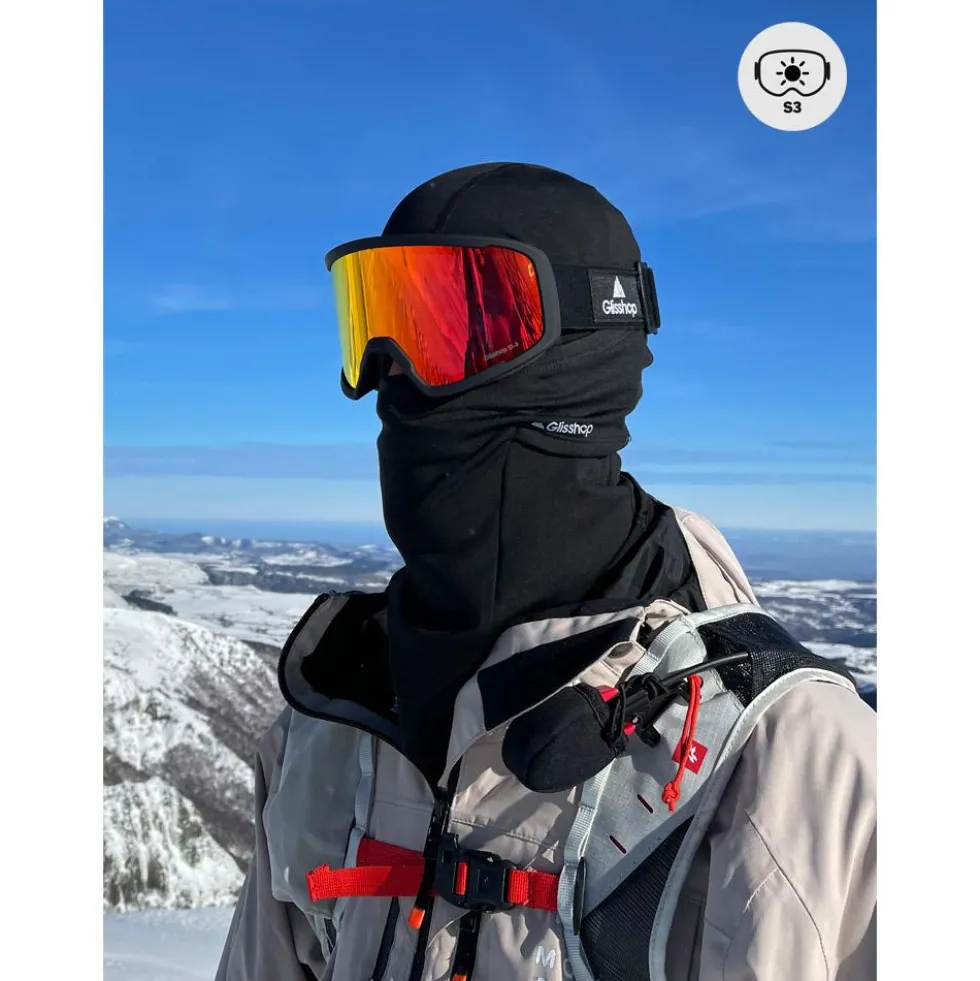 Maschera Glisshop Mountain Belledonne Black Adaptive Red Mirror