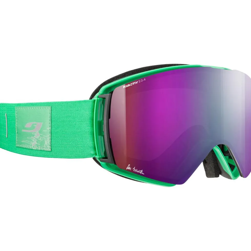 Maschera Julbo Launcher Vert Fluo Noir Reactiv 0-4 High Contrast