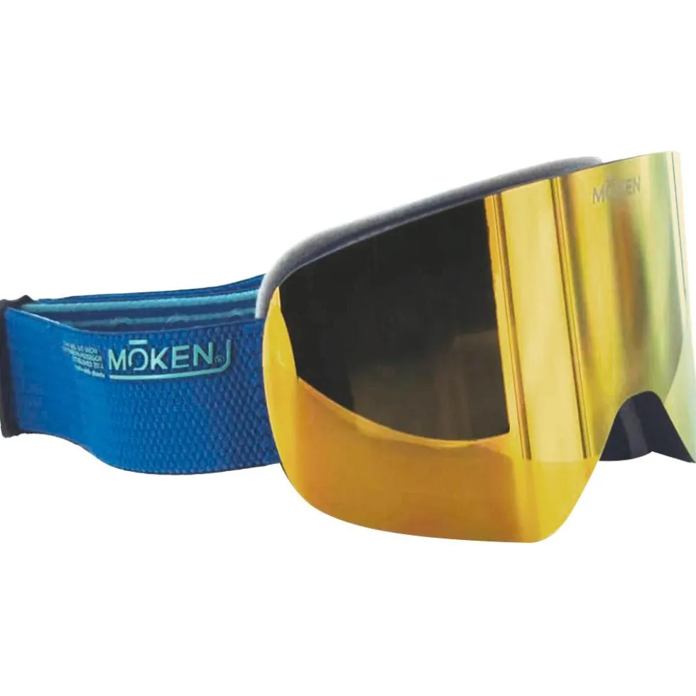 Maschera Moken Vision One Blue Gold Orange Flash Gold + Pink Revo Orange Red