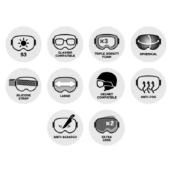 Maschera Red Bull Spect Chute Matt Black White Smoke Silver Mirror + Cloudy Snow