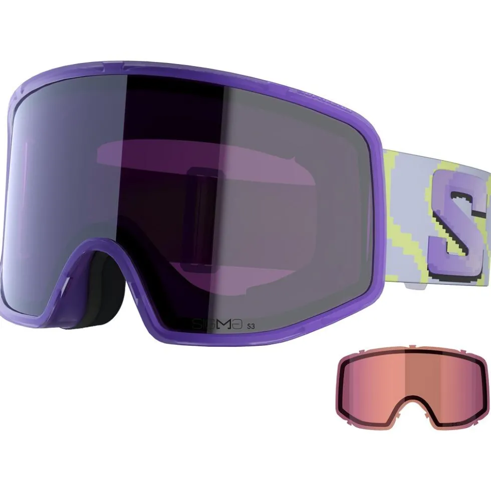 Maschera Salomon Sentry Pro Ultra Violet Qst Sigma Sky Blue + Sigma Light Blue