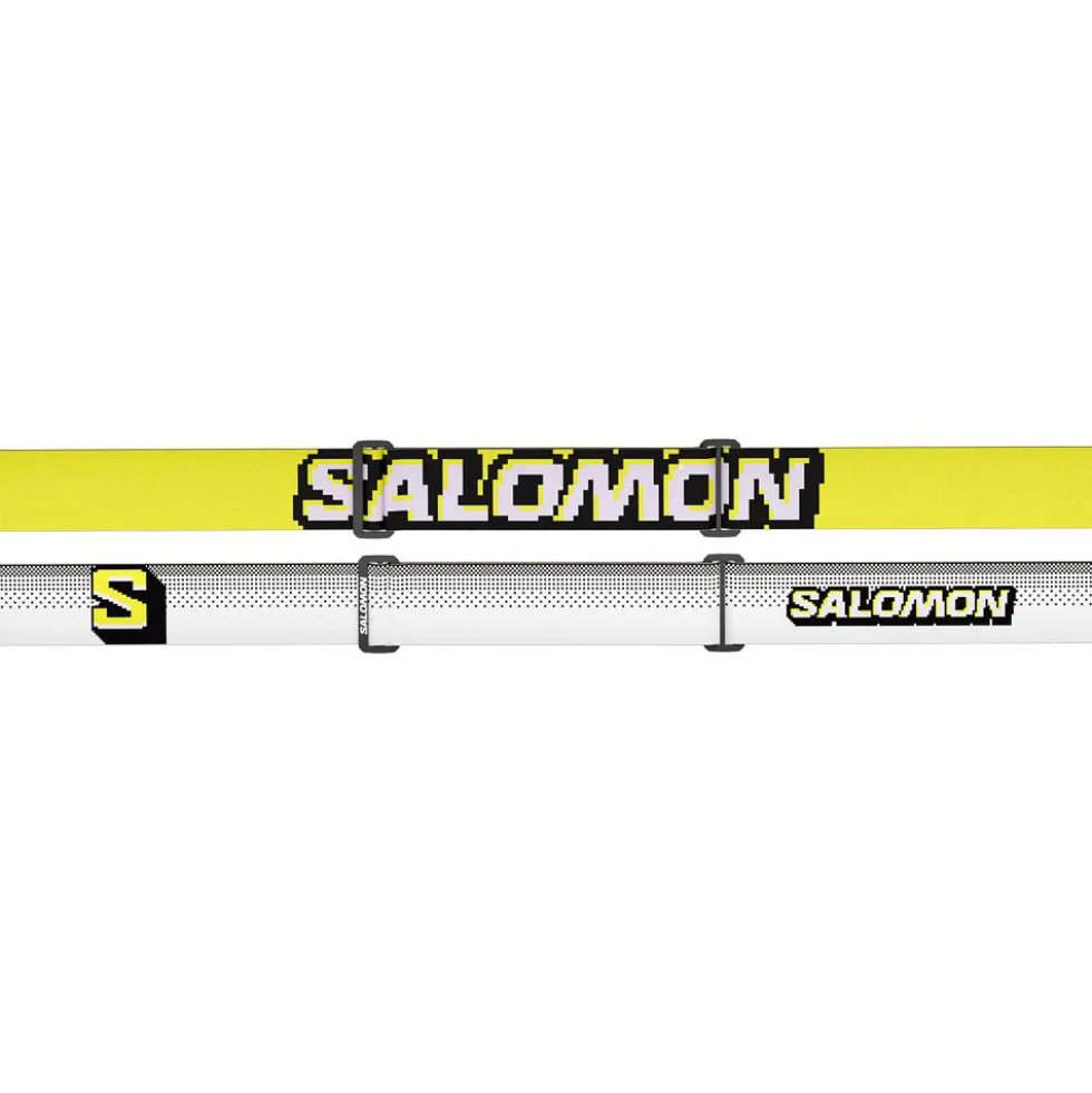Maschera Salomon S/View 3 Black Pixels Multilayer Super White