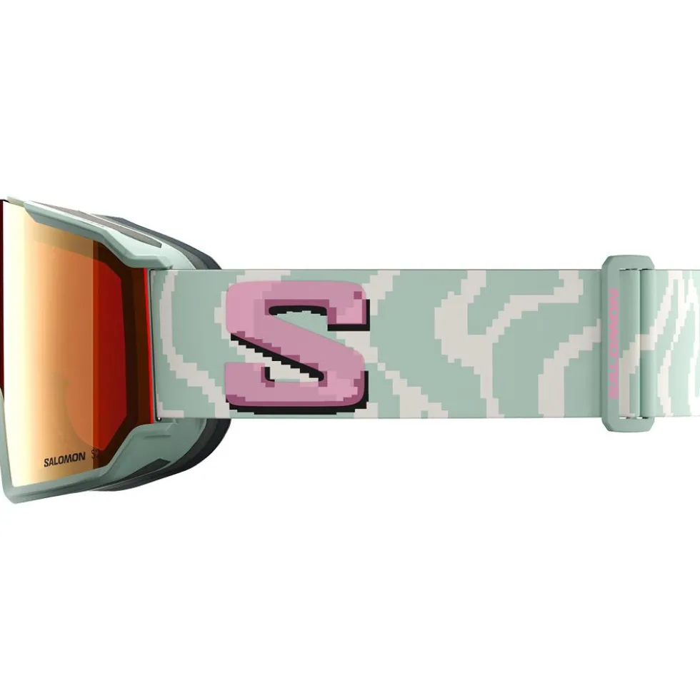 Maschera Salomon S/View 3 Iceberg Green Qst Multilayer Ruby