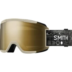 Maschera Smith Squad Chalk Space Invader Chromapop Sun Black Gold Mirror + Clear