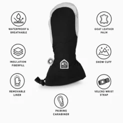 Moffole Hestra Army Leather Heli Ski Female Mitt Black