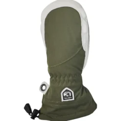 Moffole Hestra Army Leather Heli Ski Female Mitt Olive Offwhite