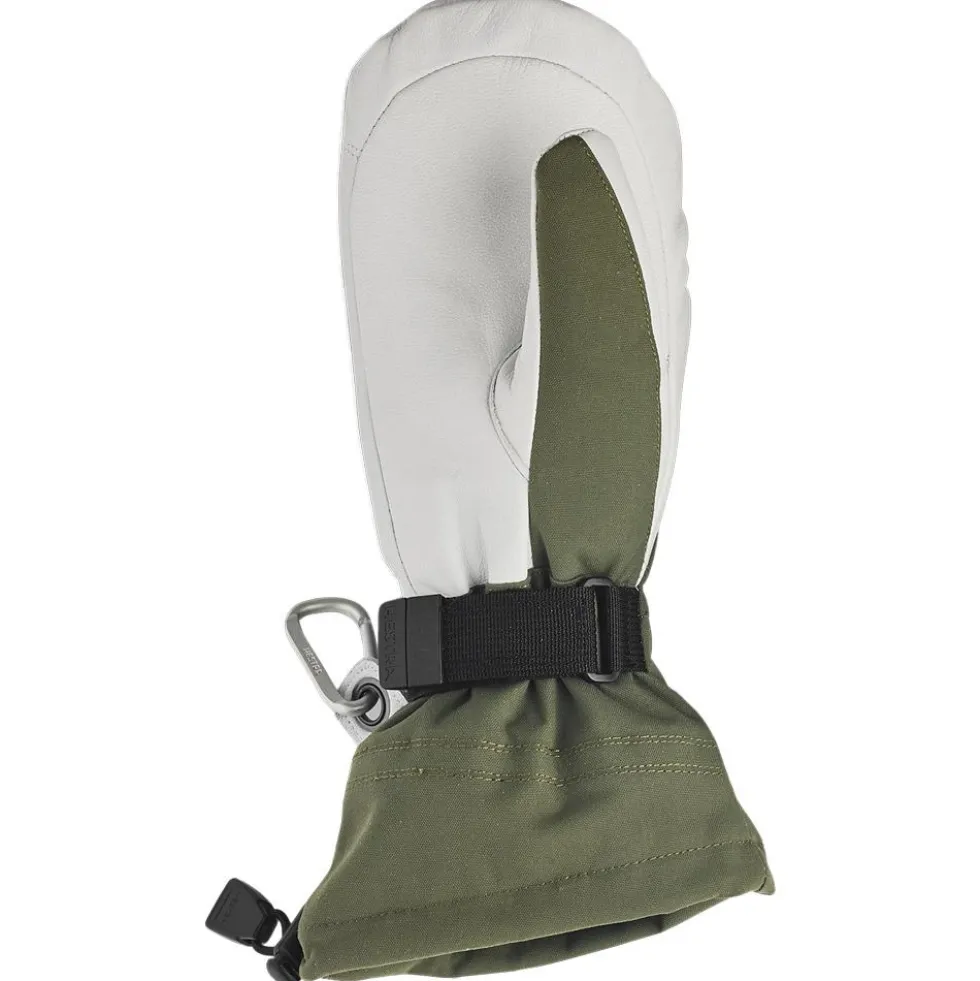 Moffole Hestra Army Leather Heli Ski Female Mitt Olive Offwhite
