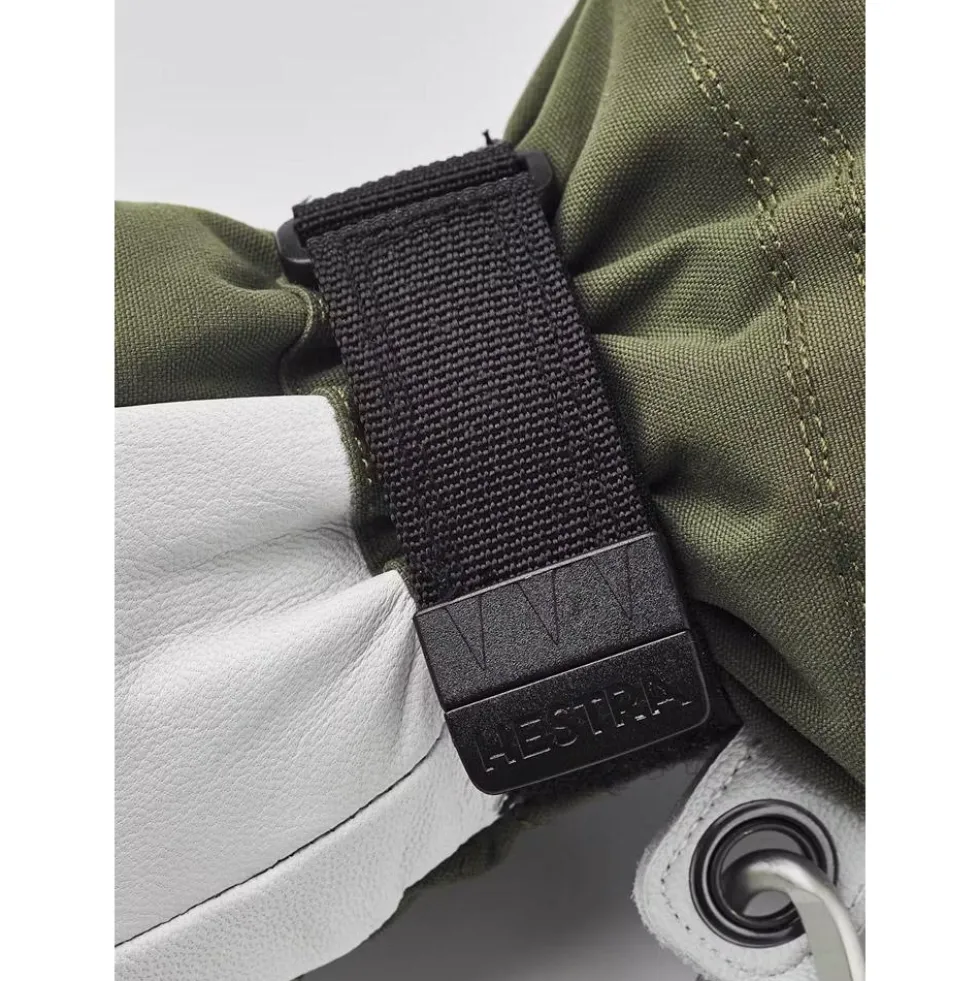Moffole Hestra Army Leather Heli Ski Female Mitt Olive Offwhite