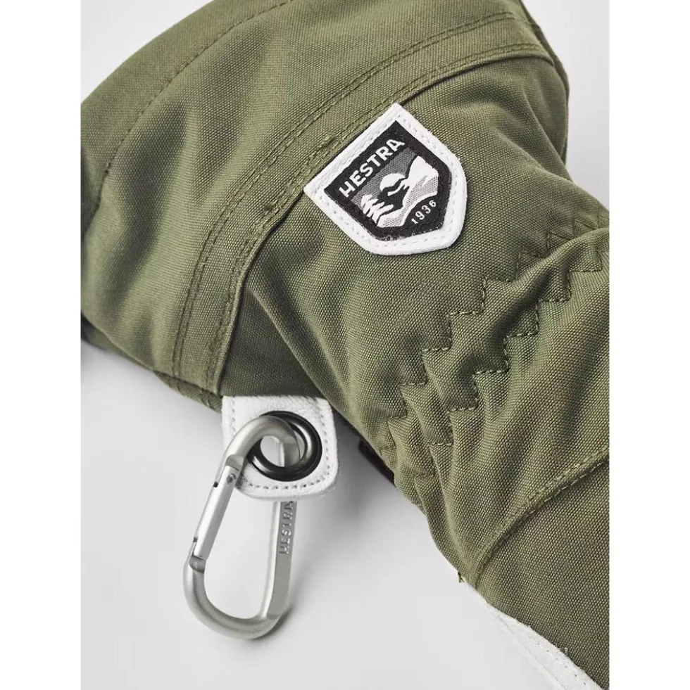 Moffole Hestra Army Leather Heli Ski Female Mitt Olive Offwhite