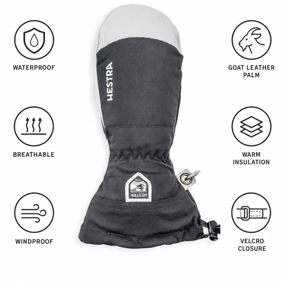 Moffole Hestra Mitt Army Leather Heli Ski Black