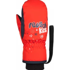 Moffole Reusch Kids Mitten Fire Red Dress Blue White