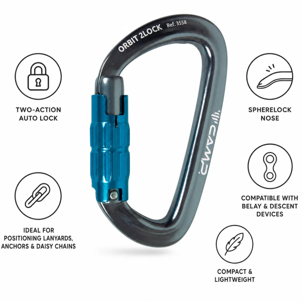 Moschettoni C.A.M.P. Orbit 2Lock Gun Metal Blue