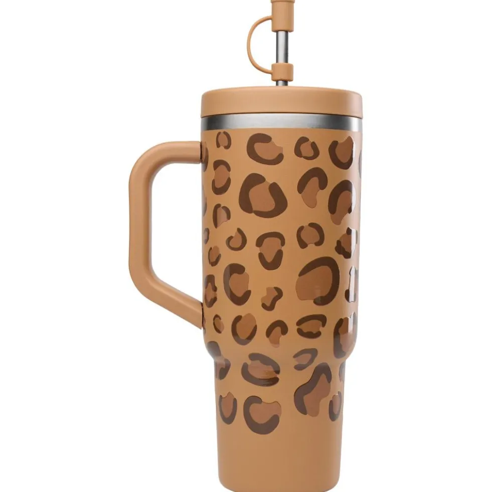 Mug Qwetch Travel Cup 900 ml Leopard Camel