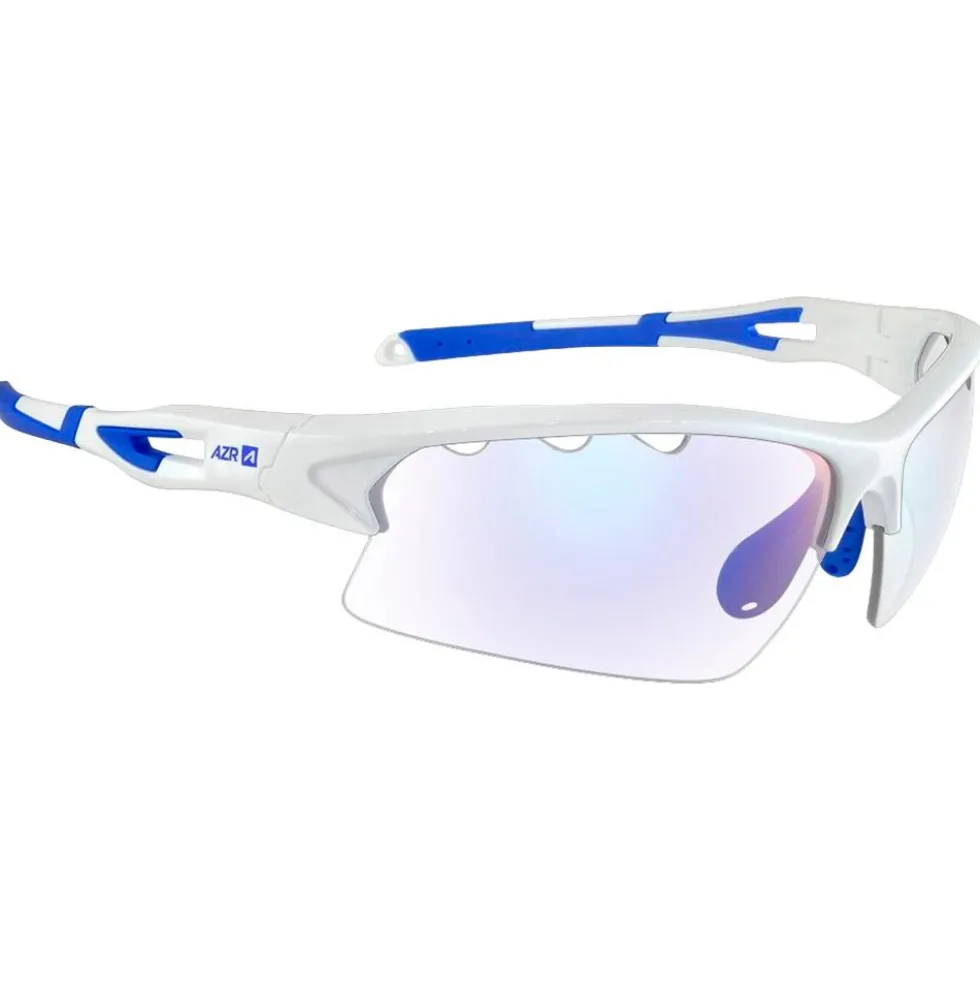 Occhiali da sole AZR Huez Blanche Vernie Bleue Photochromique Bleue