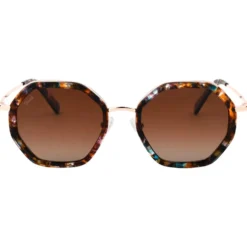 Occhiali da sole Binocle Eyewear Angela Shiny Pink Gold Blue Tortoise Gradient Brown Polarized