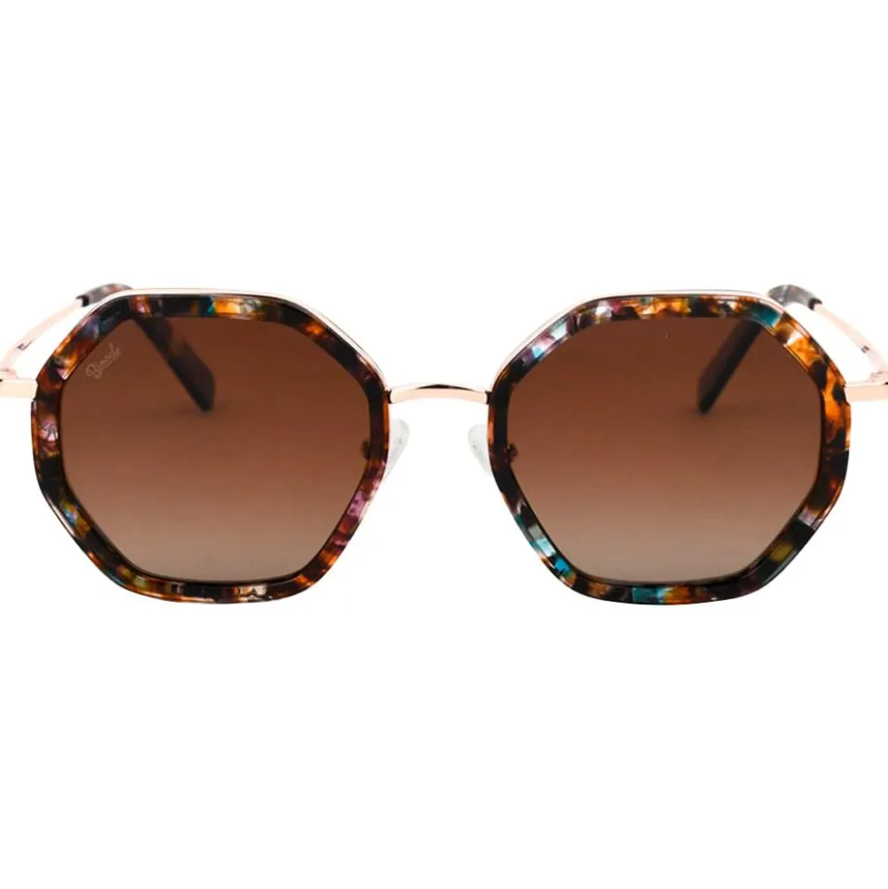 Occhiali da sole Binocle Eyewear Angela Shiny Pink Gold Blue Tortoise Gradient Brown Polarized