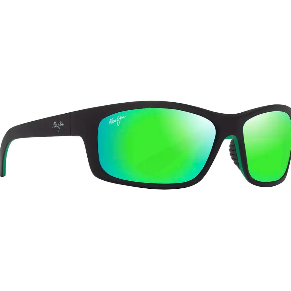 Occhiali da sole Maui Jim Kanaio Coast Noir Mat Vert MauiGreen Minéral Superthin