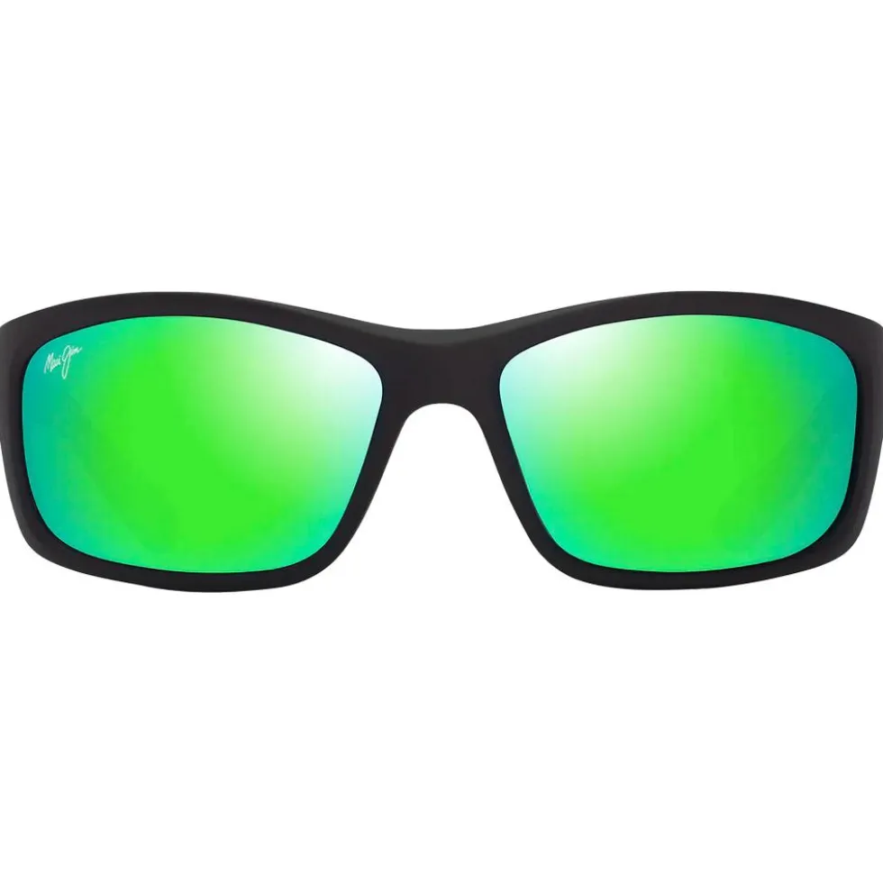 Occhiali da sole Maui Jim Kanaio Coast Noir Mat Vert MauiGreen Minéral Superthin