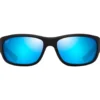 Occhiali da sole Maui Jim Mauklele Matte Black Blue Blue Hawaii Mineral Superthin