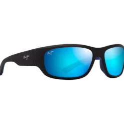 Occhiali da sole Maui Jim Mauklele Matte Black Blue Blue Hawaii Mineral Superthin