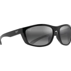 Occhiali da sole Maui Jim Nuu Landing Noir Brillant Gris Neutre Mineral Superthin