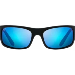 Occhiali da sole Maui Jim Peahi Black Matte Rubber Bleu Hawai Minéral SuperThin