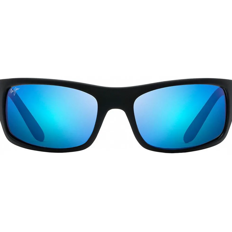 Occhiali da sole Maui Jim Peahi Black Matte Rubber Bleu Hawai Minéral SuperThin