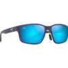 Occhiali da sole Maui Jim Walewaha Asian Fit Metal Matte Blue Blue Hawaii Mineral Superthin