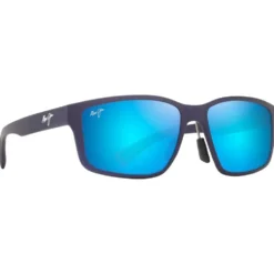 Occhiali da sole Maui Jim Walewaha Asian Fit Metal Matte Blue Blue Hawaii Mineral Superthin