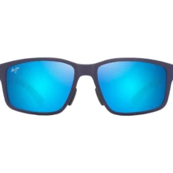 Occhiali da sole Maui Jim Walewaha Asian Fit Metal Matte Blue Blue Hawaii Mineral Superthin