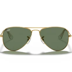 Occhiali da sole Ray Ban Aviator Kids Polished Arista Gold Dark Green