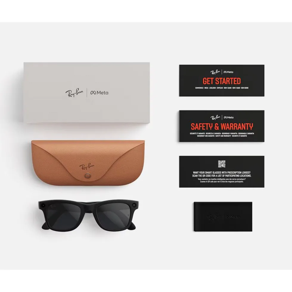 Occhiali da sole Ray Ban Meta Wayfarer Gen 2 Shiny Black Transitions Green Graphite Incolore
