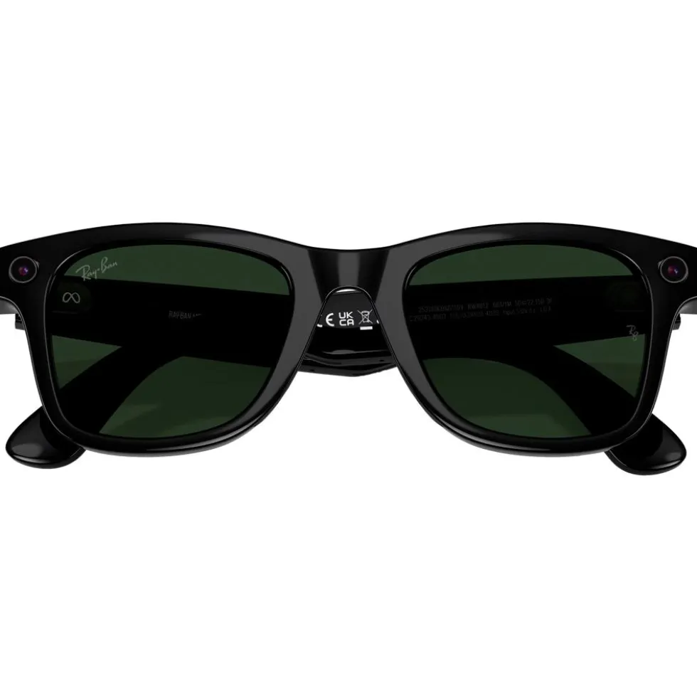Occhiali da sole Ray Ban Meta Wayfarer Gen 2 Shiny Black Transitions Green Graphite Incolore