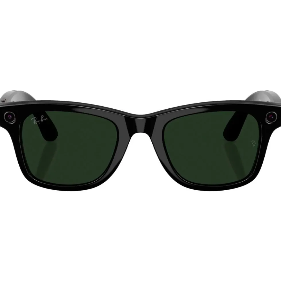 Occhiali da sole Ray Ban Meta Wayfarer Gen 2 Shiny Black Transitions Green Graphite Incolore
