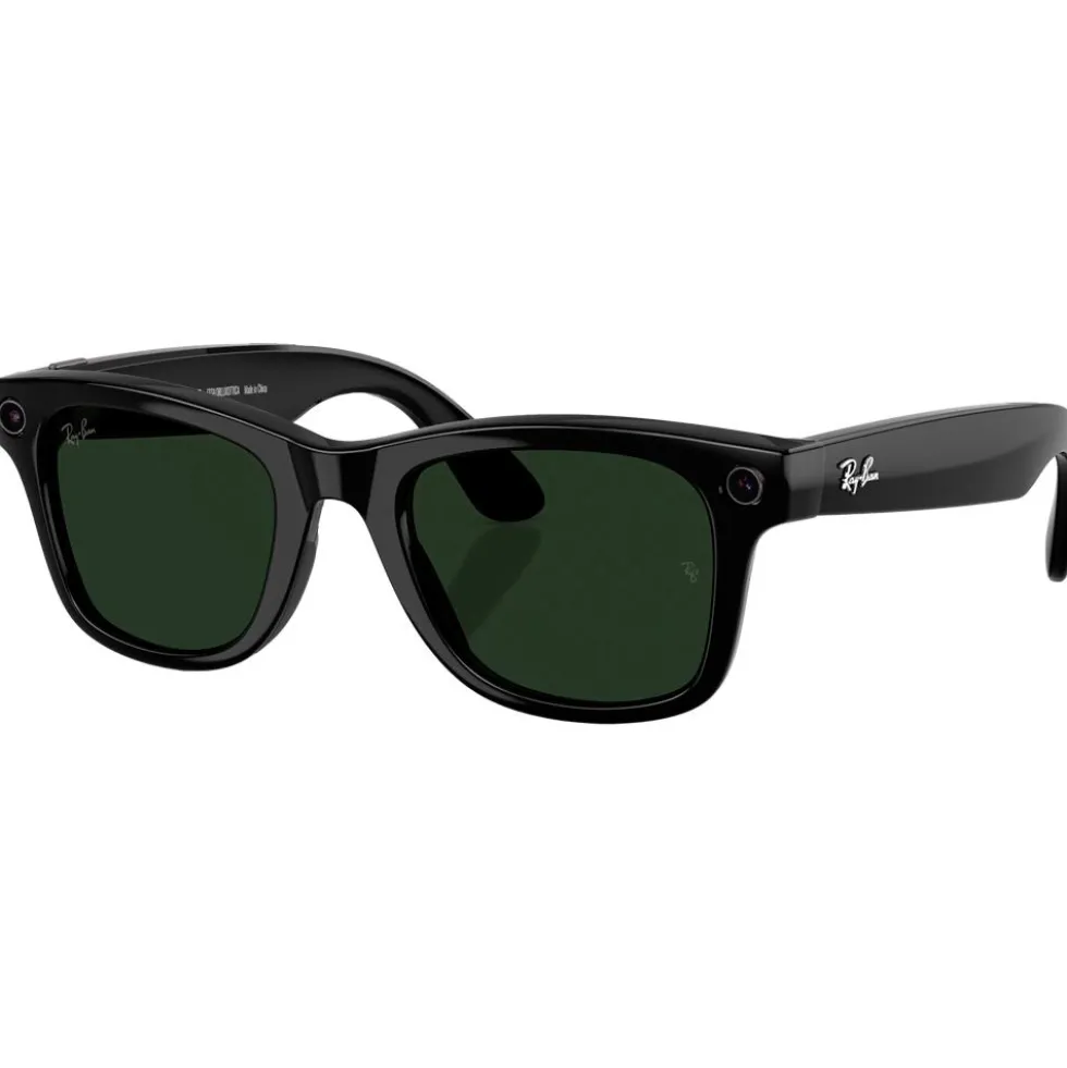 Occhiali da sole Ray Ban Meta Wayfarer Gen 2 Shiny Black Transitions Green Graphite Incolore