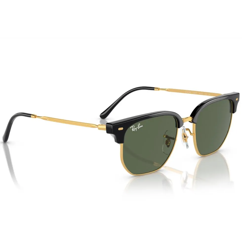 Occhiali da sole Ray Ban New Clubmaster Kids Polished Black Gold Dark Green