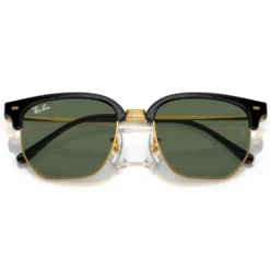 Occhiali da sole Ray Ban New Clubmaster Kids Polished Black Gold Dark Green