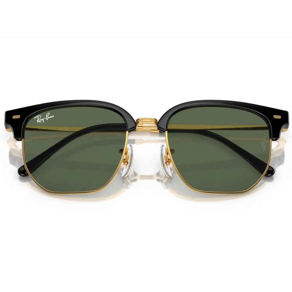 Occhiali da sole Ray Ban New Clubmaster Kids Polished Black Gold Dark Green