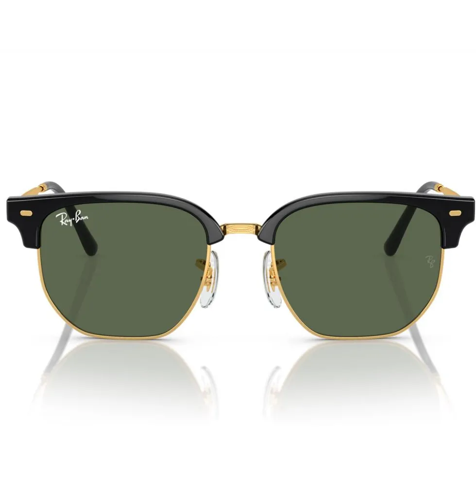 Occhiali da sole Ray Ban New Clubmaster Kids Polished Black Gold Dark Green