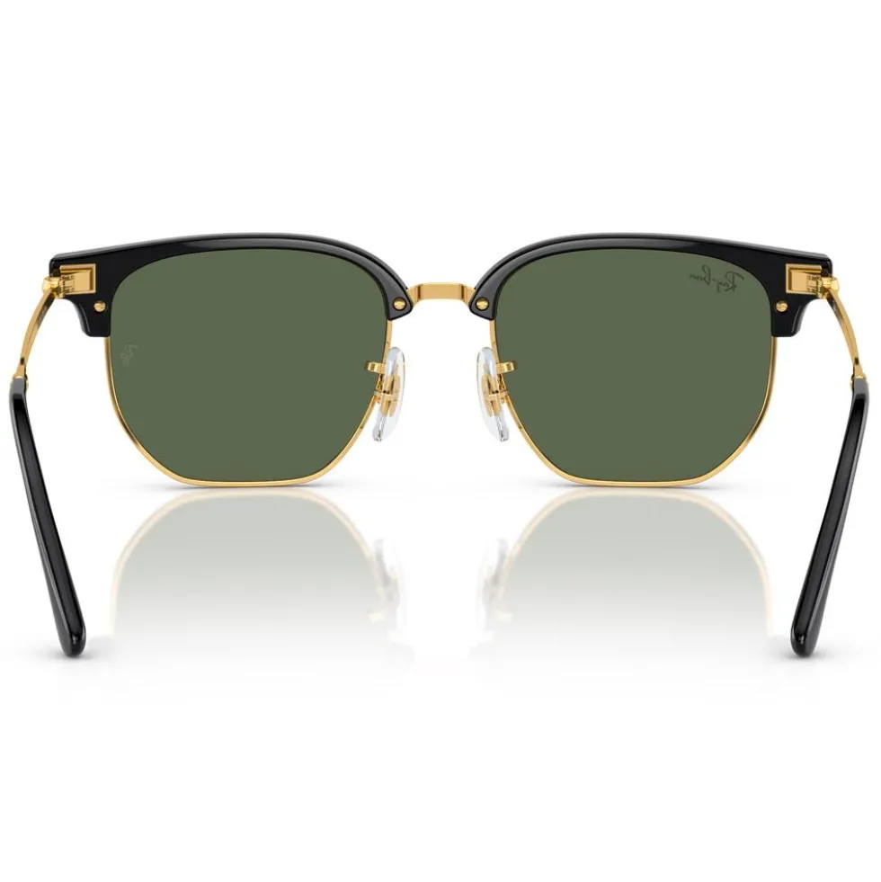 Occhiali da sole Ray Ban New Clubmaster Kids Polished Black Gold Dark Green