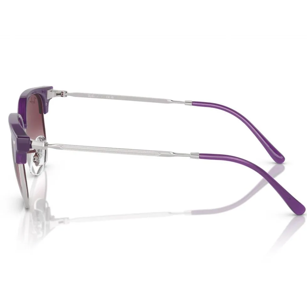 Occhiali da sole Ray Ban New Clubmaster Kids Polished Opal Purple Grey Purple