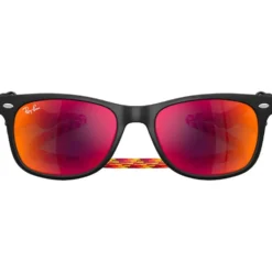 Occhiali da sole Ray Ban New Wayfarer Kids Polished Rubber Black Brown Orange Mirror