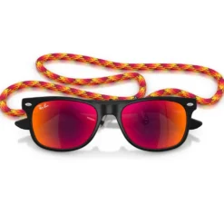 Occhiali da sole Ray Ban New Wayfarer Kids Polished Rubber Black Brown Orange Mirror