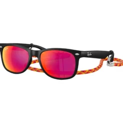 Occhiali da sole Ray Ban New Wayfarer Kids Polished Rubber Black Brown Orange Mirror