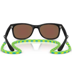 Occhiali da sole Ray Ban New Wayfarer Kids Polished Black Light Green Blue Mirror