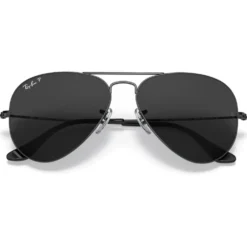 Occhiali da sole Ray Ban RB3025 Aviator Polished Black Total Black Polar